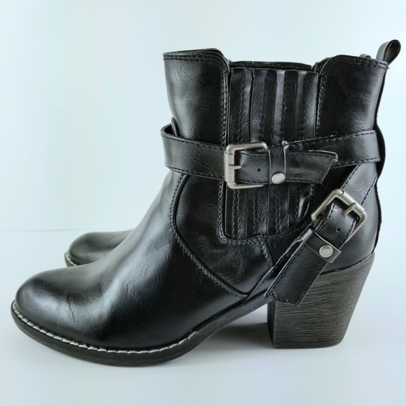 Sz 9 Cathy Jean Western Style Black Ankle Boots - Picture 5 of 10